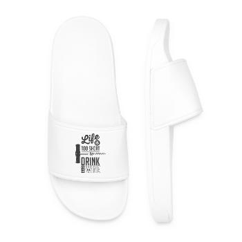 Life Is Too Short Drink Good Wine - Men’s Pool Sliders - white - Front