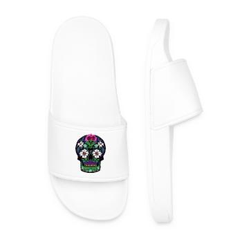 Crâne en sucre floral | Journée des morts mexicaine - Claquettes Homme - blanc - Devant