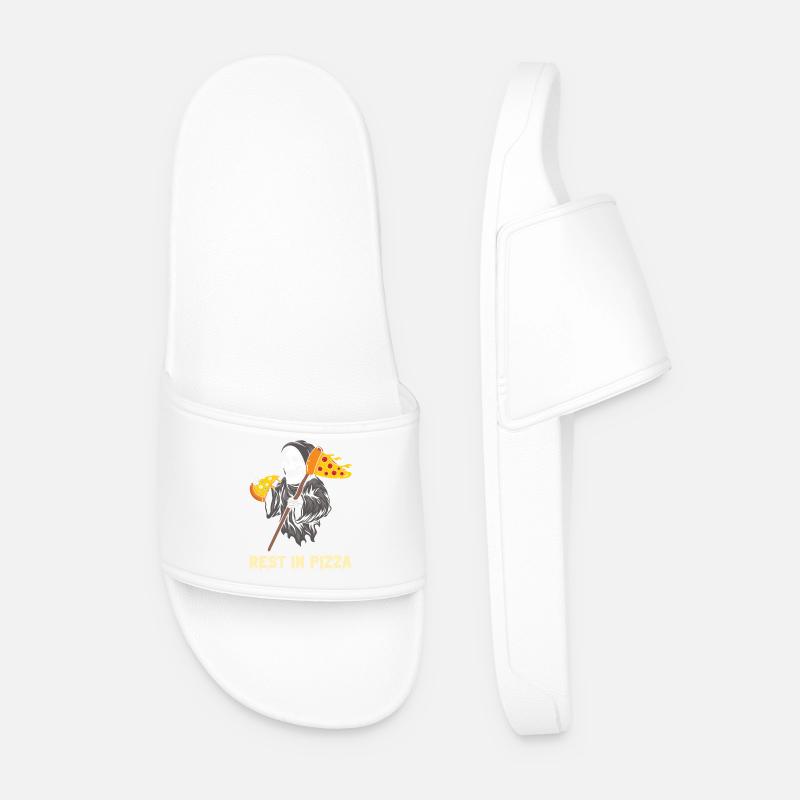 Rest in Pizza the Death - Men’s Pool Sliders - white