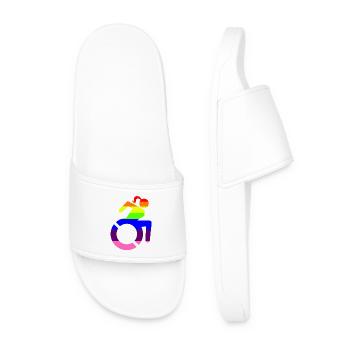 Wheelchair girl LGBTQ symbol # - Men’s Pool Sliders - white - Front