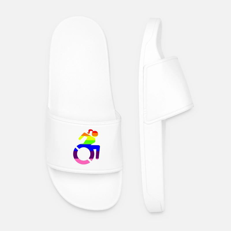 Rollstuhlmädchen LGBTQ-Symbol # - Männer Badelatschen - Weiß