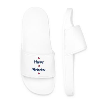 HAPPY BIRTHDAY. HAPPY BIRTHDAY. ANNIVERSARY. - Men’s Pool Sliders - white - Front