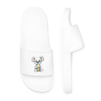 Koala Enjoys Ice Cream - Cute Animal Design - Men’s Pool Sliders - white - Front