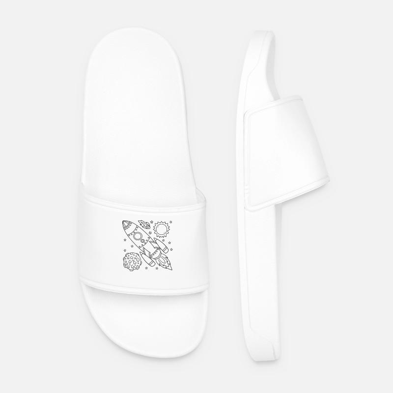 Rocket Space Spaceship - Men’s Pool Sliders - white