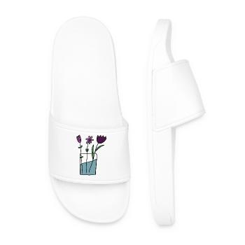 Fleurs dans un pot en argile design - Claquettes Homme - blanc - Devant