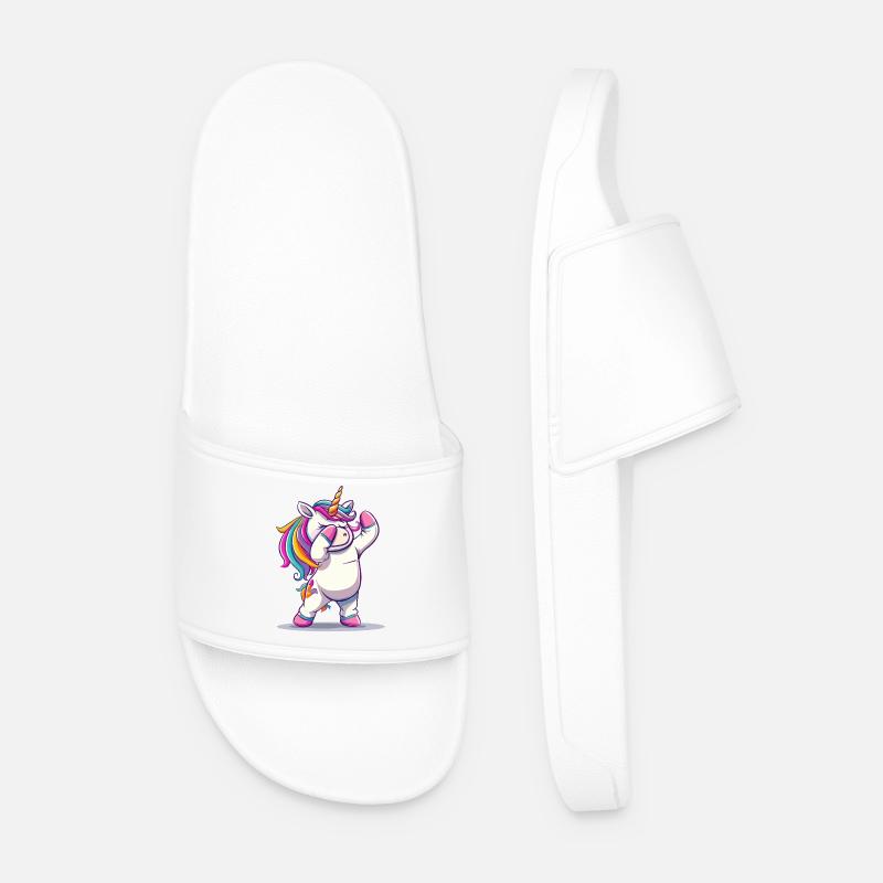 Dancing Unicorn - Men’s Pool Sliders - white