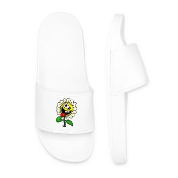 Drôle de fleur heureuse / fleur folle - Claquettes Homme - blanc - Devant