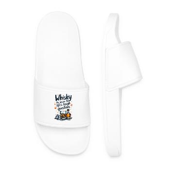WHISKY: THE ANSWER TO LIFE’S TOUGH QUESTIONS - Men’s Pool Sliders - white - Front