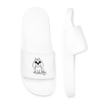 chien assis petit jolie dame arc femelle - Claquettes Homme - blanc - Devant