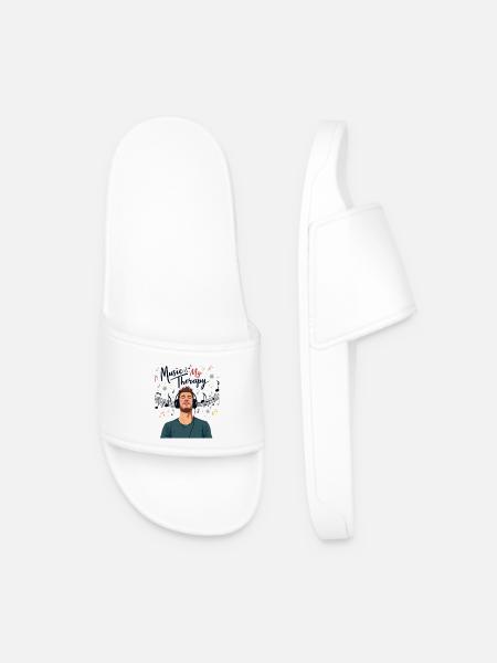 Music is my therapy - Men’s Pool Sliders - white