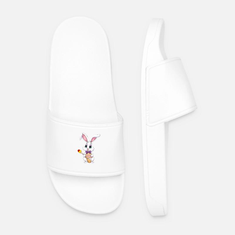 Easter bunny with Easter eggs - Men’s Pool Sliders - white