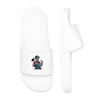 Handwerker Stolz: Hammer-hard work! - Men’s Pool Sliders - white - Front