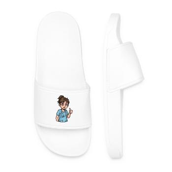 Tired Heroine: Care with Heart & Humor - Men’s Pool Sliders - white - Front