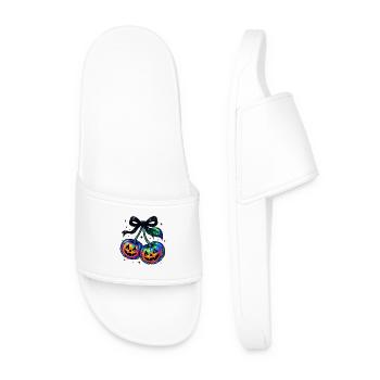 Iridescent Cherry Pumpkins, Halloween Pumpkins - Men’s Pool Sliders - white - Front
