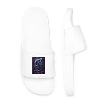 Futuristic synthesizer in space design - Men’s Pool Sliders - white - Front