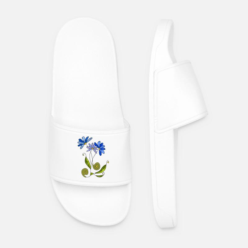 Flowers - Men’s Pool Sliders - white