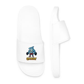 Shark Muscles Comic Bodybuilder - Men’s Pool Sliders - white - Front