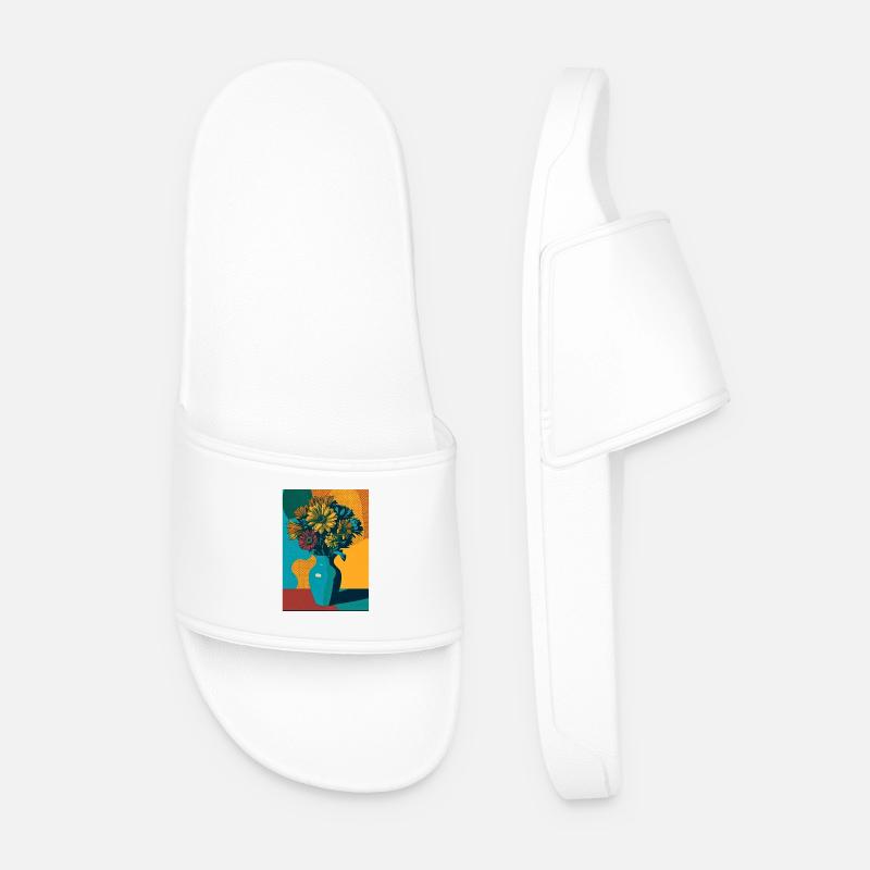 Pop Art Blumen auf blauer Vase - Männer Badelatschen - Weiß