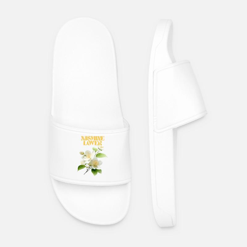 Elegantes Jasminblüten-Design - Männer Badelatschen - Weiß