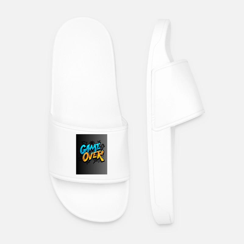 Graffiti Style Game Over Design - Men’s Pool Sliders - white