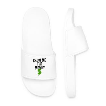 Humorous financial motif with dollar sign - Men’s Pool Sliders - white - Front