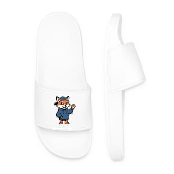 Fox in Hoodie Cartoon Motif - Men’s Pool Sliders - white - Front