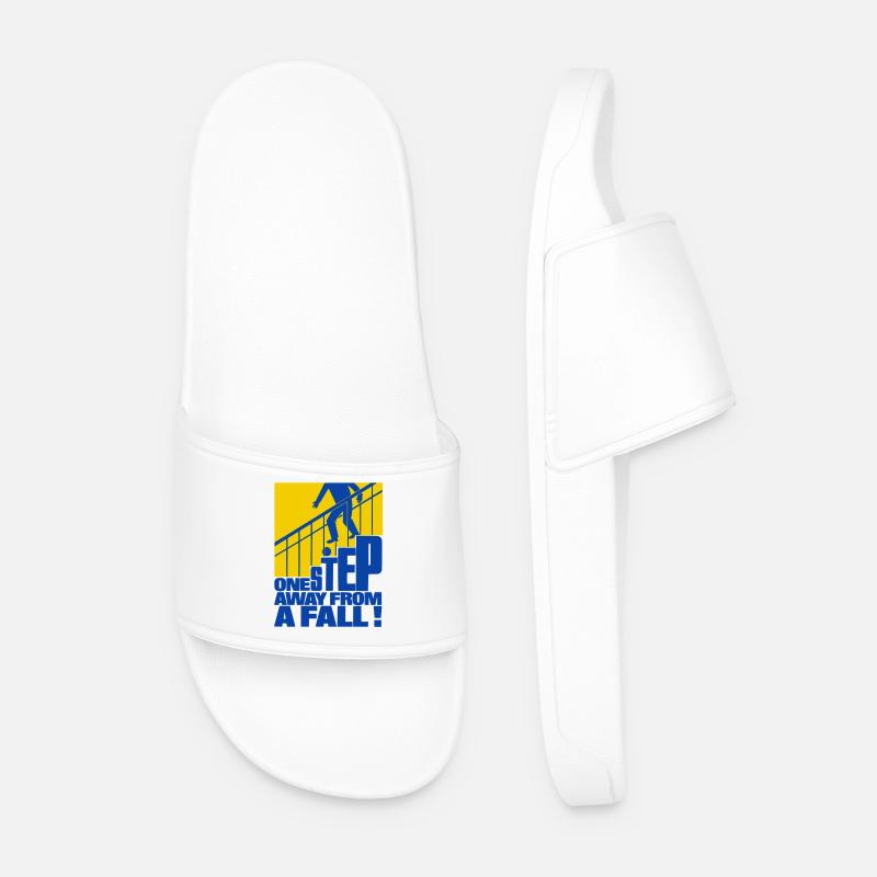 One Step Away from a Fall - Men’s Pool Sliders - white