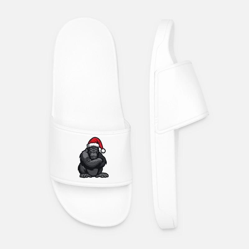 Gorilla Weihnachten - Männer Badelatschen - Weiß