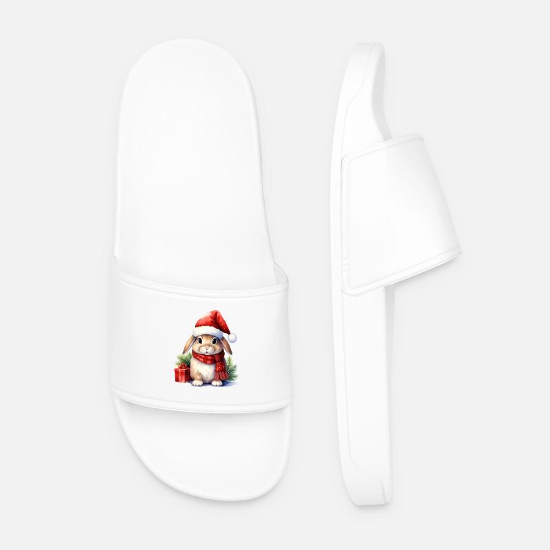 Christmas bunny with hat - Men’s Pool Sliders - white