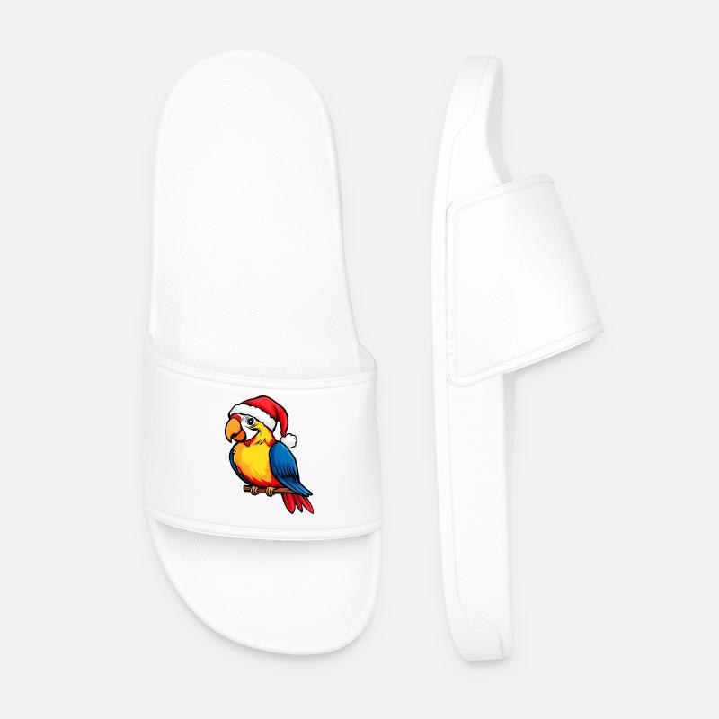 Papageien Weihnachten / Weihnachtsmann Vogel - Männer Badelatschen - Weiß