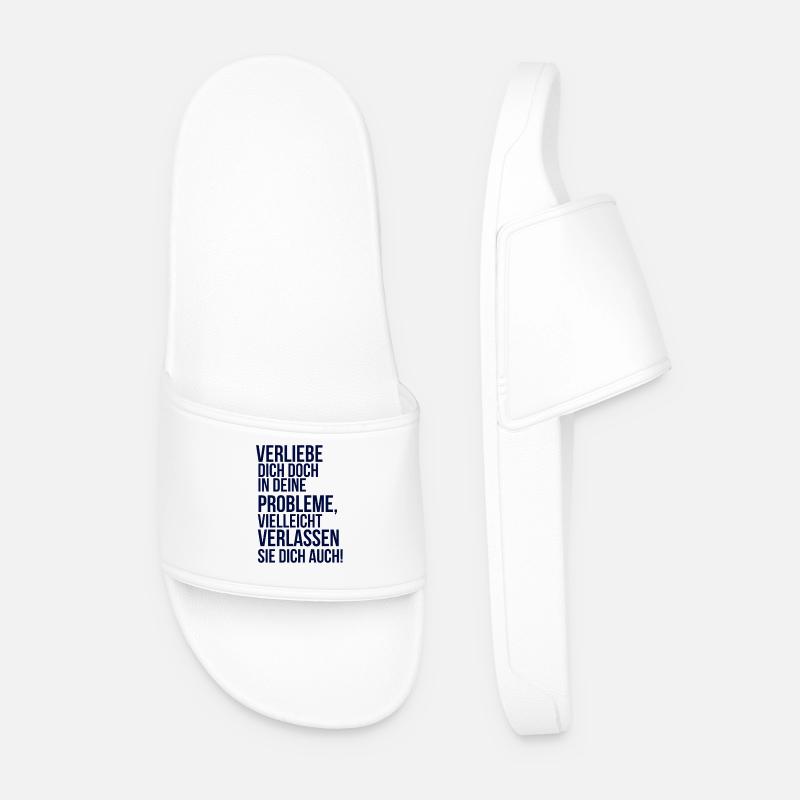 about going wild - fall in love with your problem - Men’s Pool Sliders - white