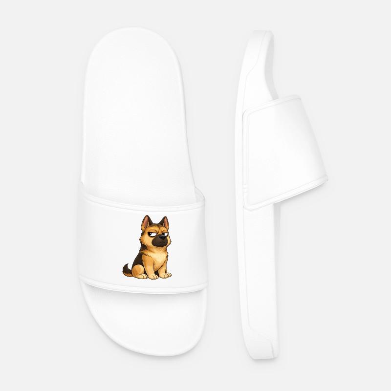 Cool Dog German Shepherd Skeptical - Men’s Pool Sliders - white