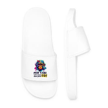 I DON'T CARE - I'LL LEAVE IT THAT WAY NOW! - funny monkey - Men’s Pool Sliders - white - Front