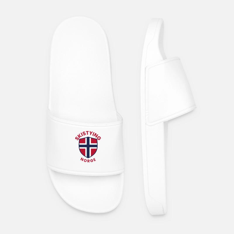 Norwegens Ski-Stil-Schild - Männer Badelatschen - Weiß