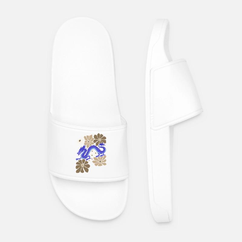 Blumenblauer Drache - Männer Badelatschen - Weiß
