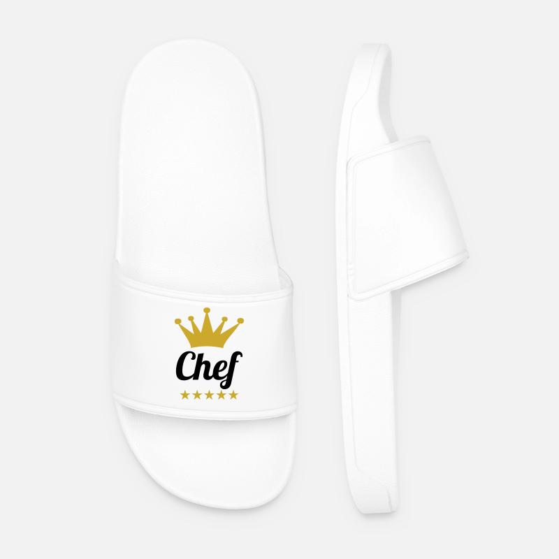 Chef Toque - Kitchen - Cook - Men’s Pool Sliders - white