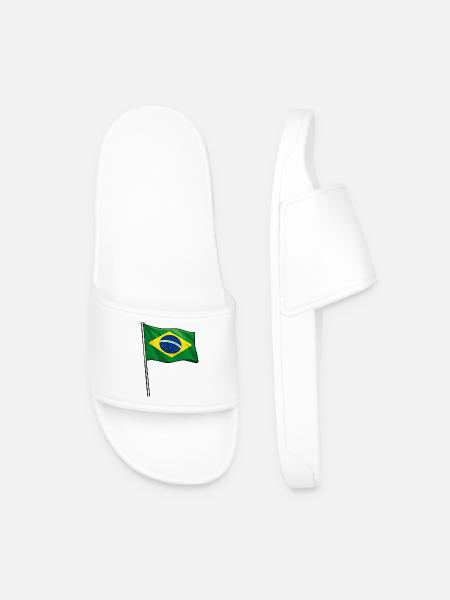 Brazilian flag art - Men’s Pool Sliders - white