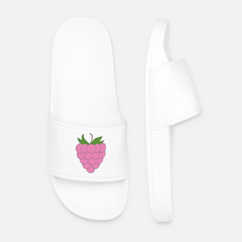 Pink Raspberry Illustration - Men’s Pool Sliders - white