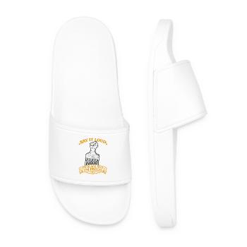 Say It Loud Black and Proud - Men’s Pool Sliders - white - Front