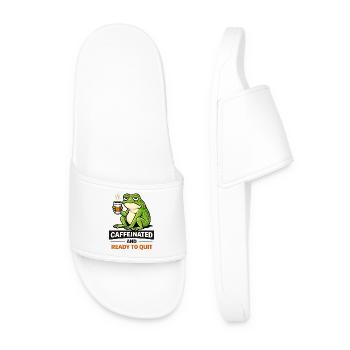Caffeinated Frog: Ready to Quit - Men’s Pool Sliders - white - Front