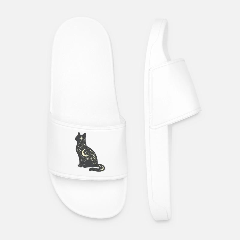 Mondstern Katze Silhouette - Männer Badelatschen - Weiß