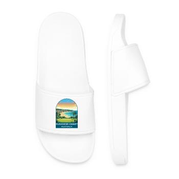 Sunshine Coast Australia Beach Travel Poster - Men’s Pool Sliders - white - Front