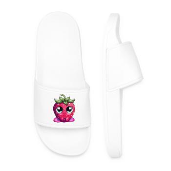 Kawaii Strawberry Face Face Face - Men’s Pool Sliders - white - Front