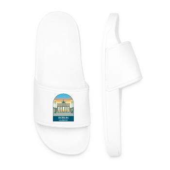 Berlin Germany TV Tower Vintage Travel Art - Men’s Pool Sliders - white - Front