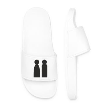 Minimalist Pair | Man & Woman Silhouette - Men’s Pool Sliders - white - Front