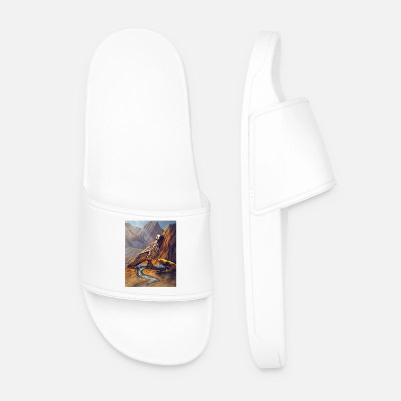 Dragon skeleton in cannon - Men’s Pool Sliders - white