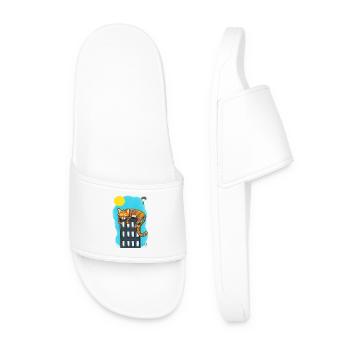 Cat over skyscrapers - Men’s Pool Sliders - white - Front