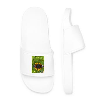 Firewing Butterfly on Yellow Flowers - Men’s Pool Sliders - white - Front