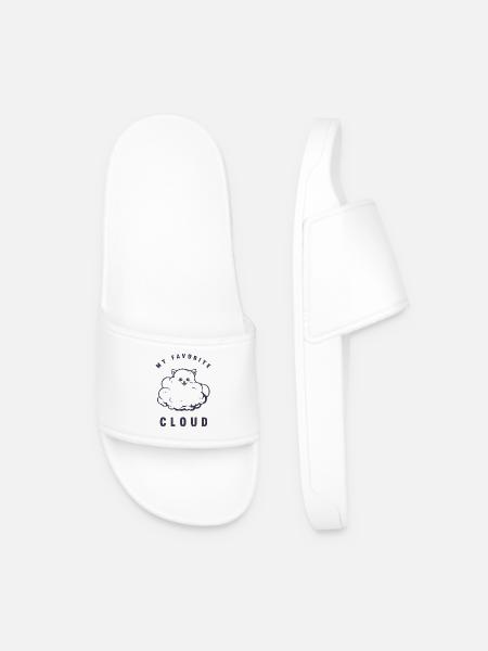 My favorite cloud - Pomeranian - Men’s Pool Sliders - white
