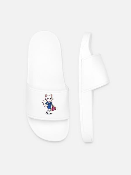 Elegante Business-Katze mit pinker Tasche - Männer Badelatschen - Weiß